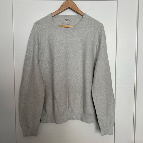 Knit For J Crew Sweater Mens Sz XL Gray Crew Neck Cotton Preppy Classic Casual - Picture 1 of 11